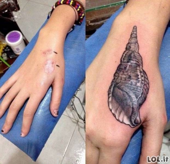 Tatuiruotės, padėjusios paslėpti bjaurius randus