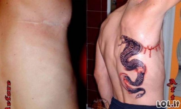 Tatuiruotės, padėjusios paslėpti bjaurius randus