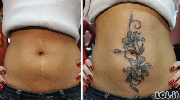 Tatuiruotės, padėjusios paslėpti bjaurius randus