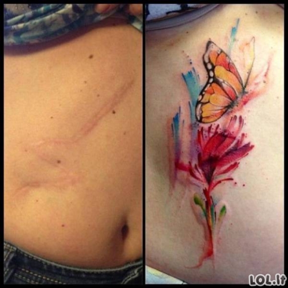 Tatuiruotės, padėjusios paslėpti bjaurius randus