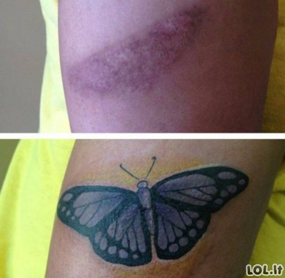 Tatuiruotės, padėjusios paslėpti bjaurius randus
