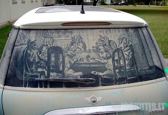 Tapyba ant nešvarių automobilių langų