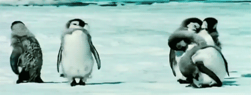 Animuoti pingvinų paveiksliukai