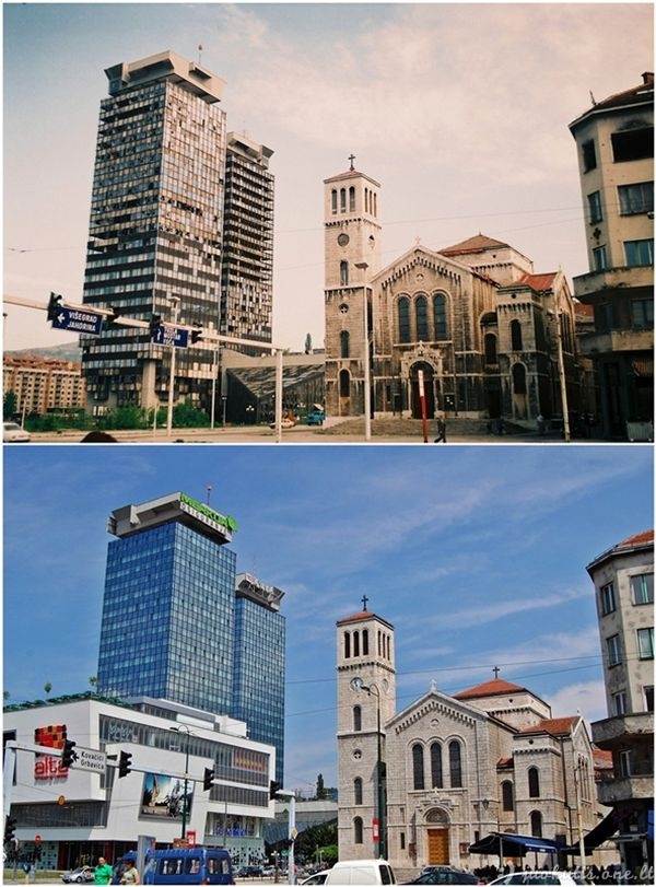Sarajevo miestas tada ir dabar