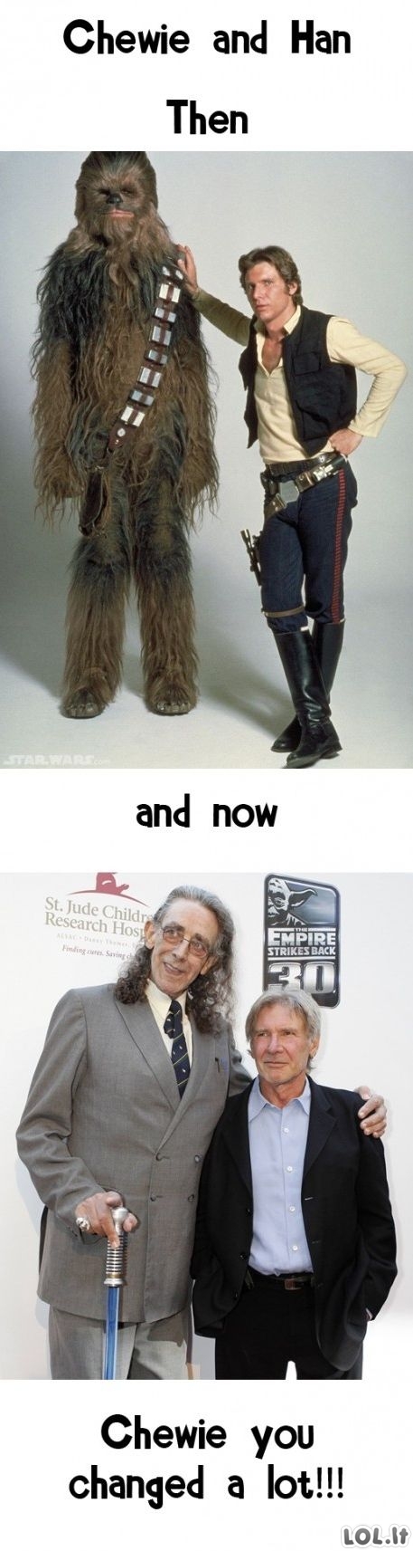Chewbacca ir Han Solo: tada ir dabar