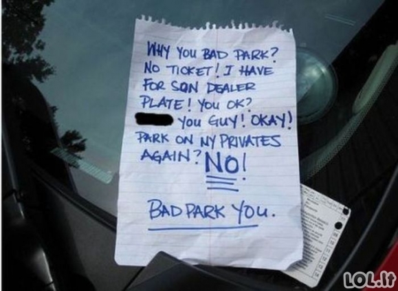 Žinutės parkuotojams