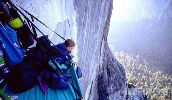 Kaip miega alpinistai, šokiruojančios foto