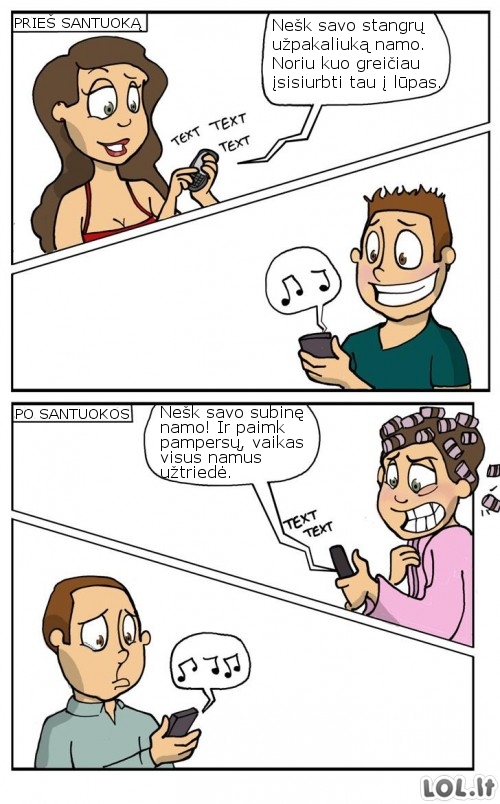 SMS prieš ir po vestuvių