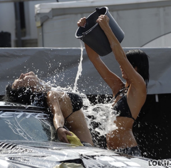 Merginos, kurios žino kaip plauti automobilius
