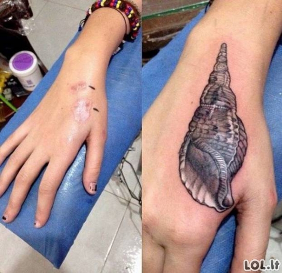 Tatuiruotės, kurios padėjo paslėpti randus