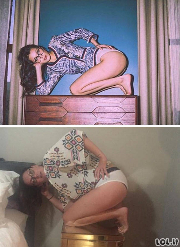 Mergina atkartojo žvaigždžių Instagramo nuotraukas