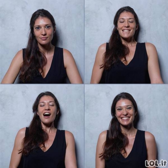 Moterų veidai prieš, per ir po orgazmo