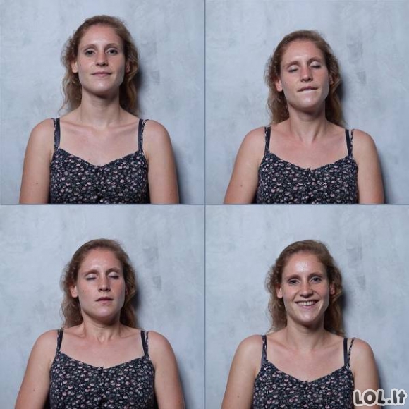 Moterų veidai prieš, per ir po orgazmo