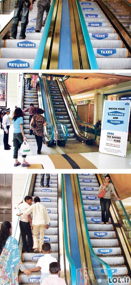 Slenkantys laiptai, puikiai išnaudoti marketingistų (26 paveikslėliai)