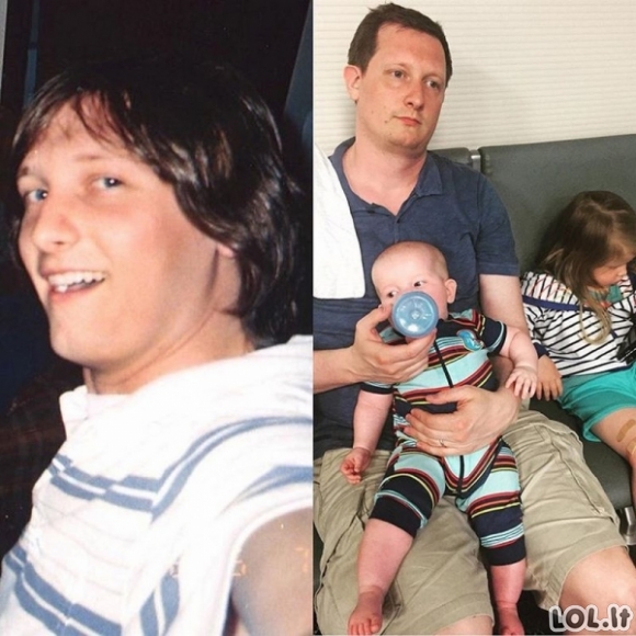 Viską pasakančios nuotraukos, padarytos prieš ir po vaiko atsiradimo (20 nuotraukų)