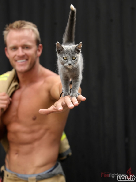 Australijos gaisrininkai fotografuojasi su gyvūnais 2019 metų kalendoriui
