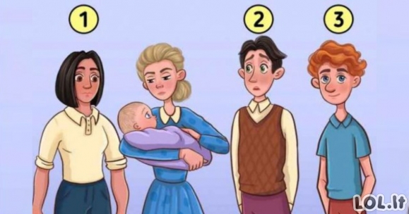 Ar galite išspręsti šį IQ galvosūkį? 90% žmonių nesugebėjo! Kas iš jų yra vaiko tėvas?
