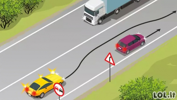 KET testas: ar leidžiamas geltono automobilio manevras? 70% vairuotojų suklysta šioje situacijoje