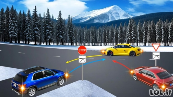 KET testas: kuris automobilis per šią painią sankryžą važiuos paskutinis?