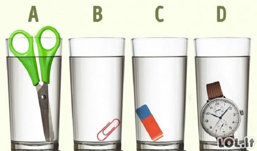 Tik 2% žmonių atsako teisingai: kurioje stiklinėje daugiausia vandens?