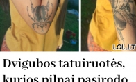 Dvigubos tatuiruotės, kurios pilnai pasirodo ištiesus rankas ar kojas