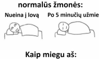 Kaip miega normalūs žmonės ir aš