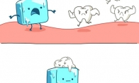 Ledo gabalėlis ir dantys